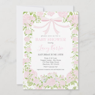 Rosa florale Babyparty-Einladung, Einladung
