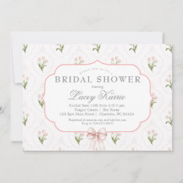 Rosa florale Babyparty-Einladung, Einladung