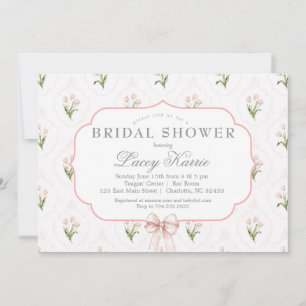 Rosa florale Babyparty-Einladung, Einladung
