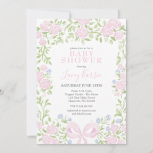 Rosa florale Babyparty-Einladung,  Einladung