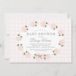 Rosa florale Babyparty-Einladung, Einladung
