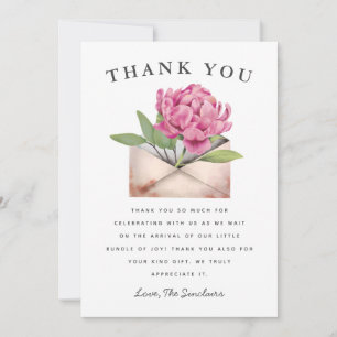 Rosa florale Babyparty per Post unter Quarantäne Dankeskarte