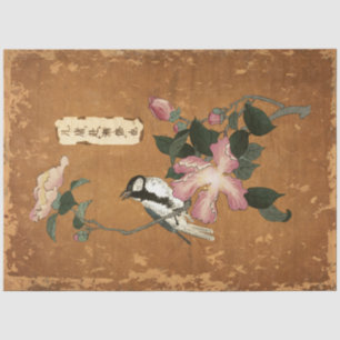 Rosa florale Blätter Bird Japanisch Vintag Decoupa Seidenpapier