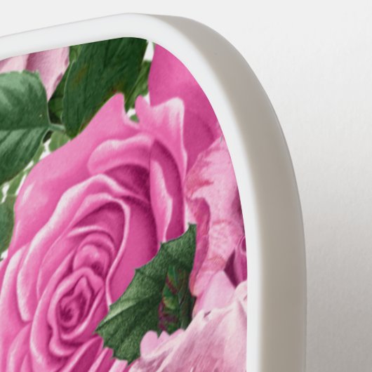 Rosa florale Blume Rose Skriptbezeichnung Pickleball Schläger (Linke Seite)