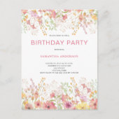 Rosa florale botanische Geburtstagseinladung Postkarte (Vorderseite)