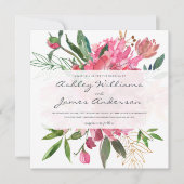 Rosa florale botanische Hochzeit Einladung | Platz (Vorderseite)