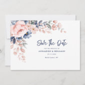 Rosa florale Botanische Hochzeitsskritik Save The Date (Vorderseite)