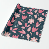 Rosa florale botanisches Geschenkpapier (Ungerollt)