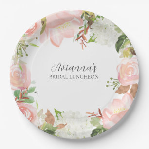 Rosa florale Braut-Luncheon Pappteller