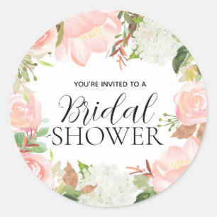 Rosa florale Brautdusche-Kuvert-Siegel Runder Aufkleber