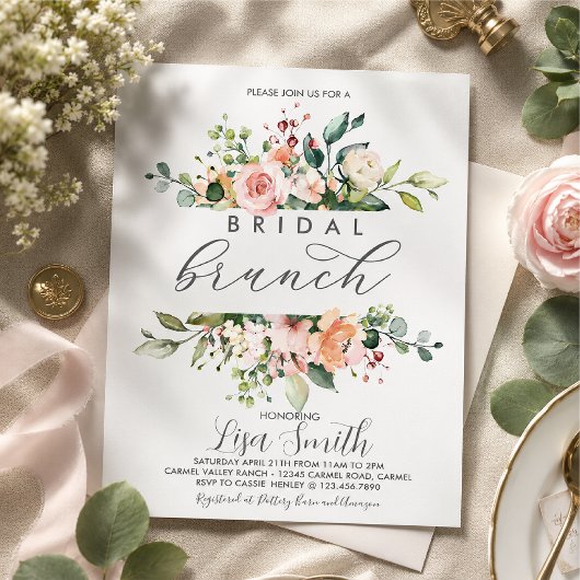 Rosa Florale Brautparty Einladung