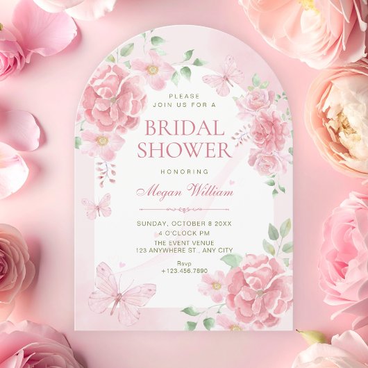 Rosa florale Brautparty Einladung