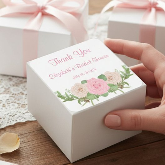 Rosa florale Brautparty Square Sticker