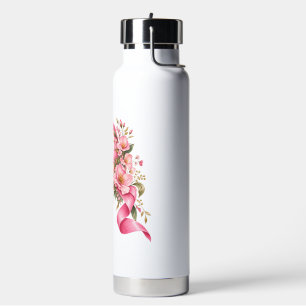 Rosa florale Brustkrebs-Bewusstseins-Schleife Trinkflasche