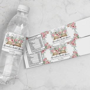 Rosa Florale Buch-Hochzeitsdusche Neues Kapitel Wasserflaschenetikett