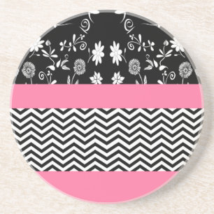 rosa florale chevron untersetzer