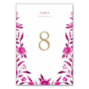 Rosa florale Chinoiserie-Hochzeitstischkarte Tischnummer