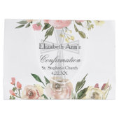 Rosa florale christliche Konfirmationsfeier Große Geschenktüte (Rückseite)