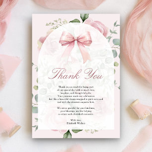 Rosa Florale Coquette-Bogen-Baby-Party Dankeskarte