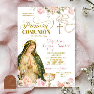 Rosa florale Dame von Guadalupe Primera Comunion E Einladung