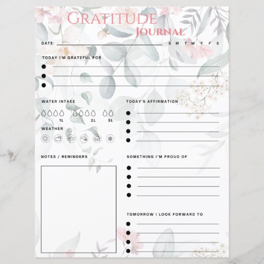 Rosa florale Dankbarkeit Zeitschrift (Vorderseite)