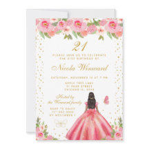 Rosa florale Dark Skin Prinzessin Geburtstagsfeier