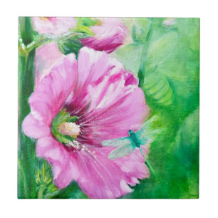 Rosa, florale dekorative Keramik Fliese