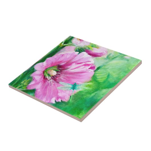 Rosa, florale dekorative Keramik Fliese (Seite)