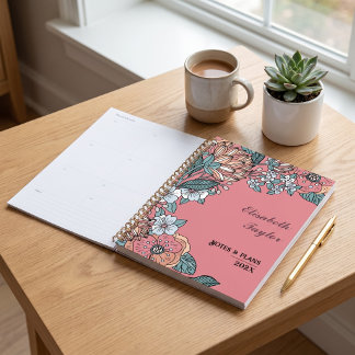 Rosa florale DIY-Studienplaner 2027 Name Planner S Planer