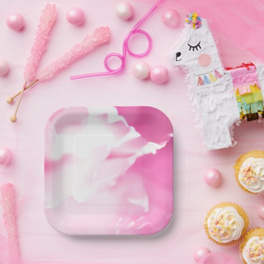 Rosa florale Druckplatte Pappteller (Party)