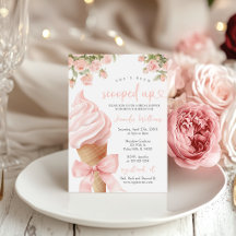 Rosa florale Eiscreme-Hochzeitsdusche mit Ausschni