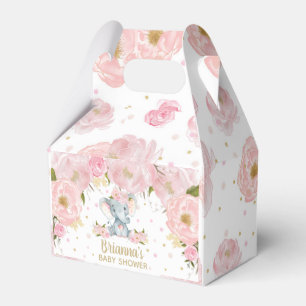 Rosa Florale Elefant Baby Shower Geburtstag  Geschenkschachtel