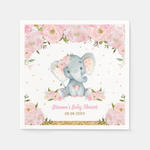 Rosa Florale Elefant Baby Shower Geburtstag N Serviette