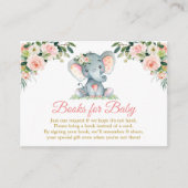 Rosa florale Elefantenbücher für Babydusche Gold Begleitkarte (Vorderseite)