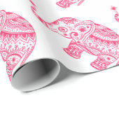 Rosa florale Elefantenkulisse Geschenkpapier (Rolleneckpunkt)