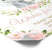 Rosa florale Elefantenwünsche für Babysignatur Poster (Ecke)