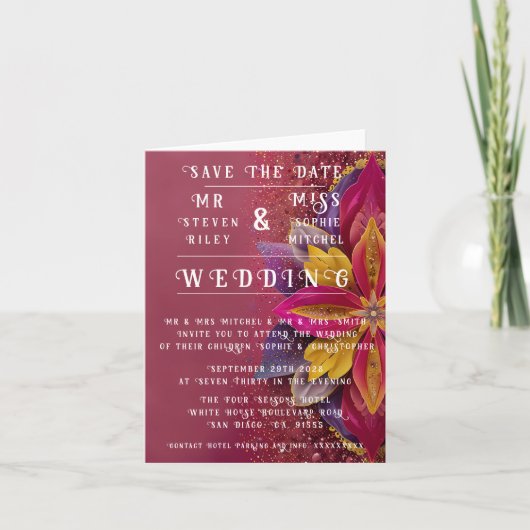 Rosa florale Elegance Hochzeitskollektion Einladung (Vorderseite)