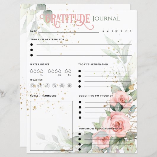 Rosa florale Elegant Dankbarkeit Journal Paper She (Vorne/Hinten)