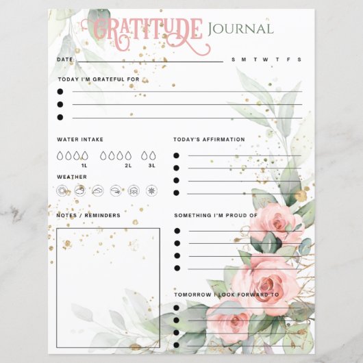 Rosa florale Elegant Dankbarkeit Journal Paper She (Vorderseite)