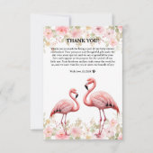 Rosa florale Elegant Flamingo Baby Dusche Dankeskarte (Vorderseite)