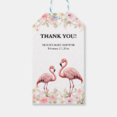 Rosa florale Elegant Flamingo Baby Dusche Geschenkanhänger (Vorderseite)