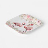 Rosa florale Elegant Flamingo Baby Dusche Pappteller (Gewinkelt)