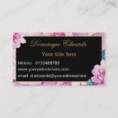 Rosa florale Elegant Stilvoll Gold Beruflich Visitenkarte (Rückseite)