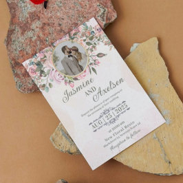 Rosa florale Elegante Einladung zur Hochzeit