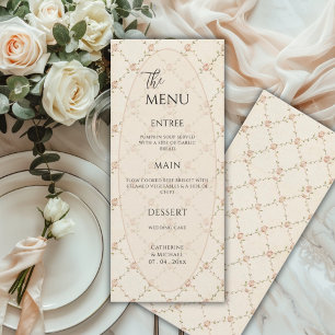 Rosa florale elegante Hochzeit im Vintage-Stil Menükarte