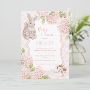 Rosa florale elegante Hydrangea Vintage Hase Einladung