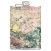 Rosa florale Ephemera mit Beehive und Schreiben Flachmann (Vorderseite)