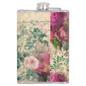 Rosa florale Ephemera mit Beehive und Schreiben Flachmann (Rückseite)