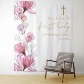 Rosa florale Erste Heilige Kommunion Foto Hintergr Wandteppich (Beispiel)