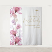 Rosa florale Erste Heilige Kommunion Foto Hintergr Wandteppich (Vorderseite)